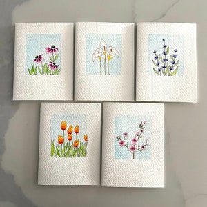 Original Hand Painted Watercolor Flower Card Set Notecard Set for Frame Flower Thank You Card Set image 2