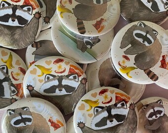 Raccoon Badge – Kawaii Animal Pinback Button