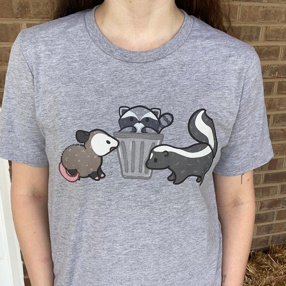 Trash cats unisex t-shirt - opossum raccoon skunk kawaii tee - local street cat tee - cute funny kawaii cartoon possum raccoon skunk shirt
