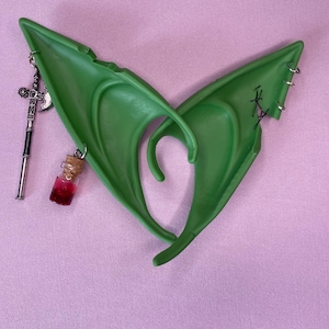 Green cosplay costume ears warrior elf ear set - decorated green elf ears - tiefling elf gnome orc cosplay ears - fighter warrior dnd