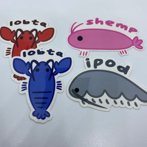 Dumme Meeresbewohner - Garnelen Sticker - Isopoden Sticker - Hummer Sticker - Meerestiere Sticker - Meme Dumme Gekritzel Sticker - lustig süß