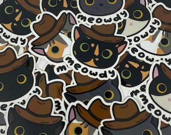 Meowdy tortoiseshell cat - cowboy cat meowdy tortoiseshell cat in cowboy hat - funny tortoiseshell cat sticker - kawaii cat sticker