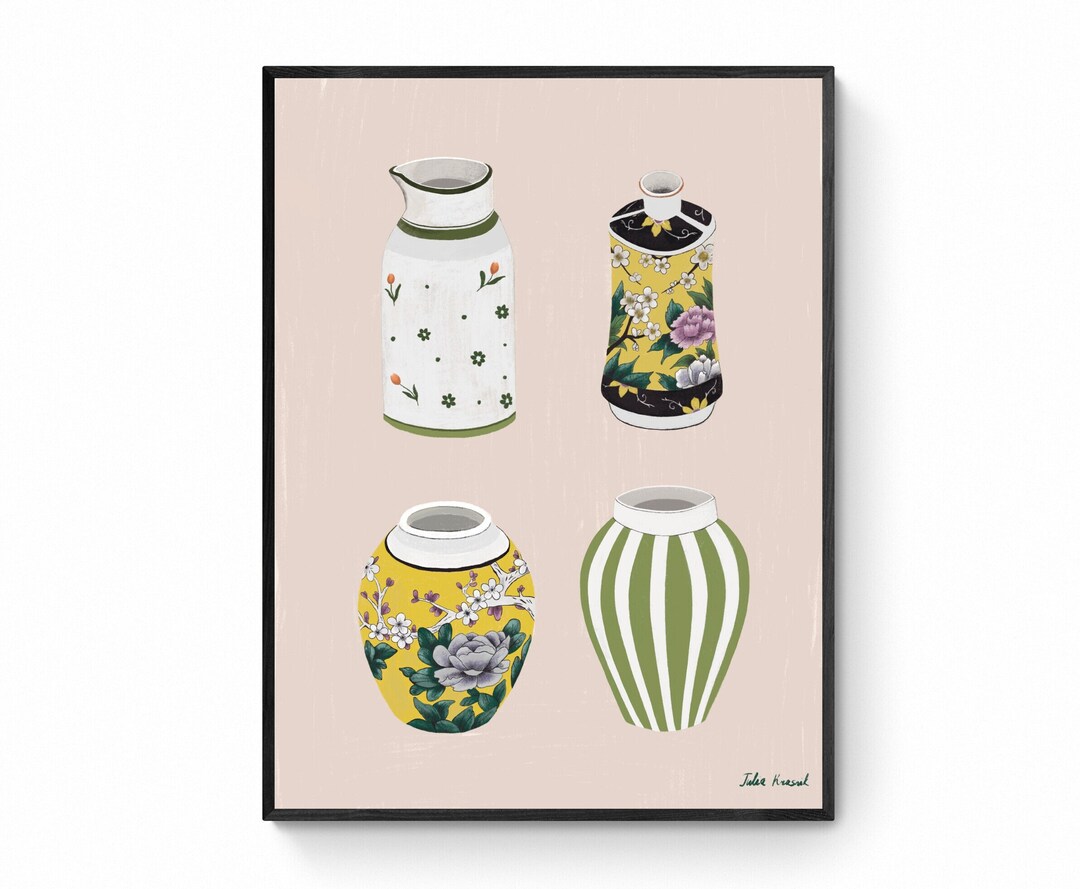 Vintage Vases Painting, Digital Download, Vases Art Print Etsy