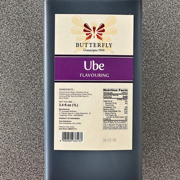 Butterfly 1 Litre (1000ml / 34 FL OZ) Ube or Pandan Flavouring x 1 Bottle