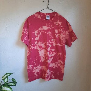 Upcycled Gilden T Shirt Size Medium | Reverse Tie Dyed Red Tee Shirt | Bleach Dyed T Shirt | Red T Shirt Size Medium | Upcycled Reverse Dye