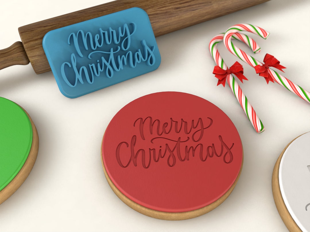 Merry Christmas Christmas Cookie Stamp Etsy