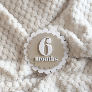 Scalloped Interchangeable Monthly Baby Milestone Plaques | Baby Photo | Baby Shower Gift | Acrylic
