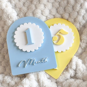Interchangeable Scalloped Arch Baby Milestone Plaques | Baby Photo | Baby Shower Gift | Acrylic