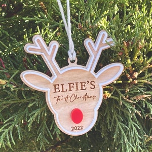 First Christmas Personalised Ornament | Reindeer | Laser Cut | Customisable