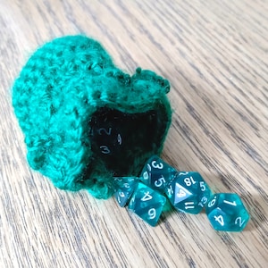 Mini Dice Set with Handmade Dice Bag Your Choice of Colours Crochet Drawstring Dice Bag & Matching Mini Dice DND TTRPG Miniature image 7