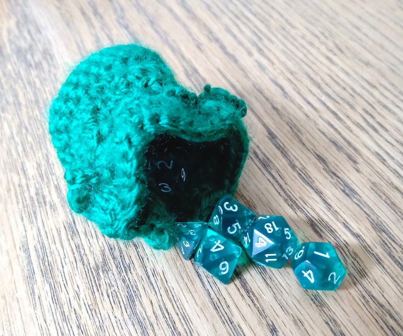 Mini Dice Set with Handmade Dice Bag Your Choice of Colours Crochet Drawstring Dice Bag & Matching Mini Dice DND TTRPG Miniature image 7