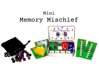 Mini Memory Mischief - 2 Player Game - Educational Game - Mint Tin Game - Travel Game - Pocket Game - Custom Colours - Nerd Gift