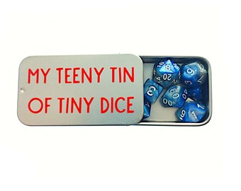 Mini Dice Set with Mini Tin - Your Choice of Dice - Teeny Tin of Tiny Dice DND TTRPG - Miniature Dice Set