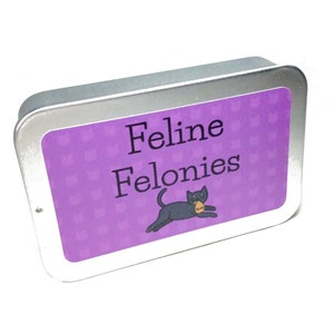 Mint Tin Game Feline Felonies Mini Board Game - Brilliant Gift for Cat Lovers - Animal Themed Game - Hand Crafted Board Game - Pocket Game