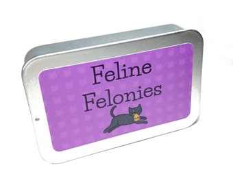 Feline Felonies Mint Tin Game: Unique Hand Crafted Cat Board Game