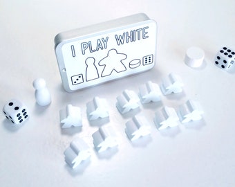 I Play White - The Board Game Survival Kit - Always Play Board Games in Your Favourite Colour! - Board Game Pieces and Dice - TTRPG - DND