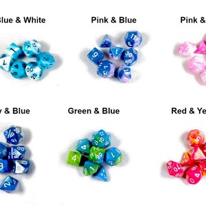 Mini Dice Set with Handmade Dice Bag Your Choice of Colours Crochet Drawstring Dice Bag & Matching Mini Dice DND TTRPG Miniature image 4