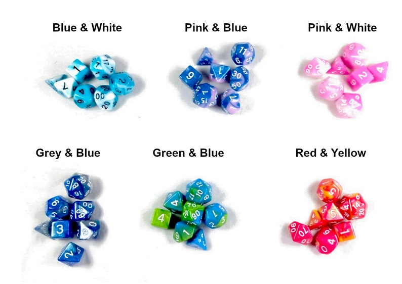 Mini Dice Set with Handmade Dice Bag Your Choice of Colours Crochet Drawstring Dice Bag & Matching Mini Dice DND TTRPG Miniature image 4