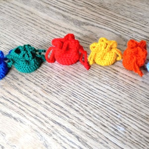 Mini Dice Set with Handmade Dice Bag Your Choice of Colours Crochet Drawstring Dice Bag & Matching Mini Dice DND TTRPG Miniature image 5