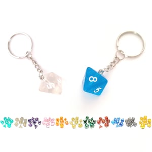 D8 Dice Keyring - 8 Sided Dice Keychain - Geeky Gift - DND Dice TTRPG - Dungeons and Dragons Present - Polyhedral Dice - Choice of Colour