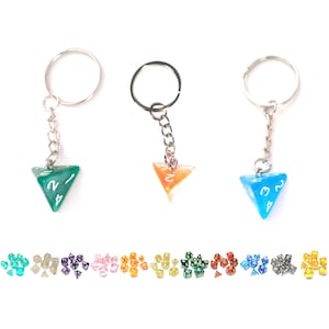 D4 Dice Keyring - 4 Sided Dice Keychain - Geeky Gift - DND Dice TTRPG - Dungeons and Dragons Present for GM - Polyhedral Dice