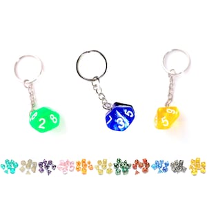 D10 Dice Keyring - 10 Sided Dice Keychain - Geeky Gift - DND Dice - Dungeons and Dragons Present for GM - Polyhedral Dice - Choice of Colour