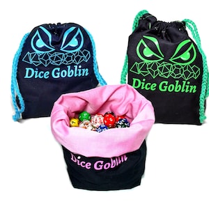 Handmade Dice Goblin Bag: Cotton Fabric Drawstring Pouch