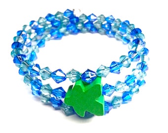 Meeple Bracelet Green & Blue - Board Game Jewellery - Geeky Gift - Beaded Bracelet - Nerdy Bangles - Board Gamer Present - Gamer Gift