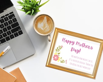 DIGITAL DOWNLOAD - Mother's Day Card, Mother's Day Greeting Card, Happy Mother's Day, Easy Download and Print