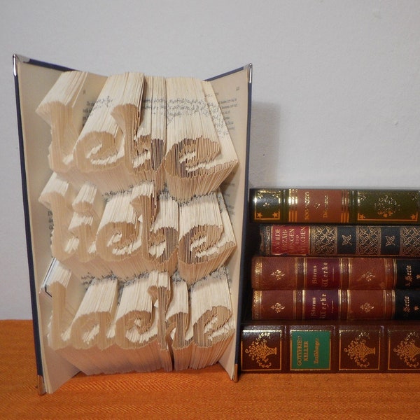 Gefaltetes Buch "Lebe Liebe Lache"