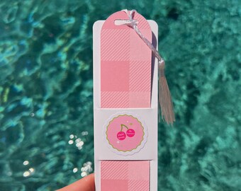 Marcador, accesorios de libros, cosas de libros, marcador rosa, marcador de patrón de guinga, marcador lindo, marcador de cartulina, librero