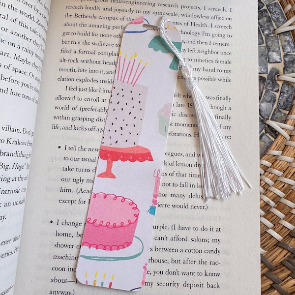 Birthday cake bookmark, birthday bookmark, cake bookmark, summer bookmark, cardstock bookmark, bookmarks