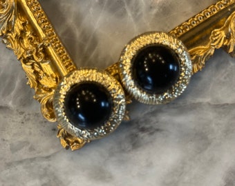 Boucles d'oreilles vintage œil noir doré, clous d'oreilles