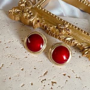 Baroque’s Vintage Red Ruby and Gold minimal Earrings, Ruby Earrings