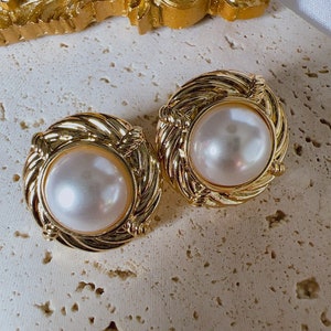 Vintage Baroque Earrings，Pearl Vintage Earrings， Elegant Earrings