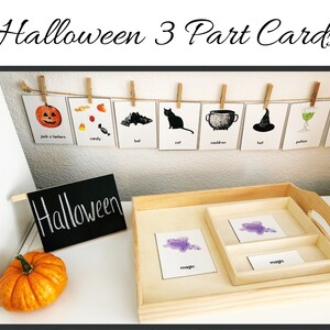 Tarjetas de Halloween en acuarela de 3 partes