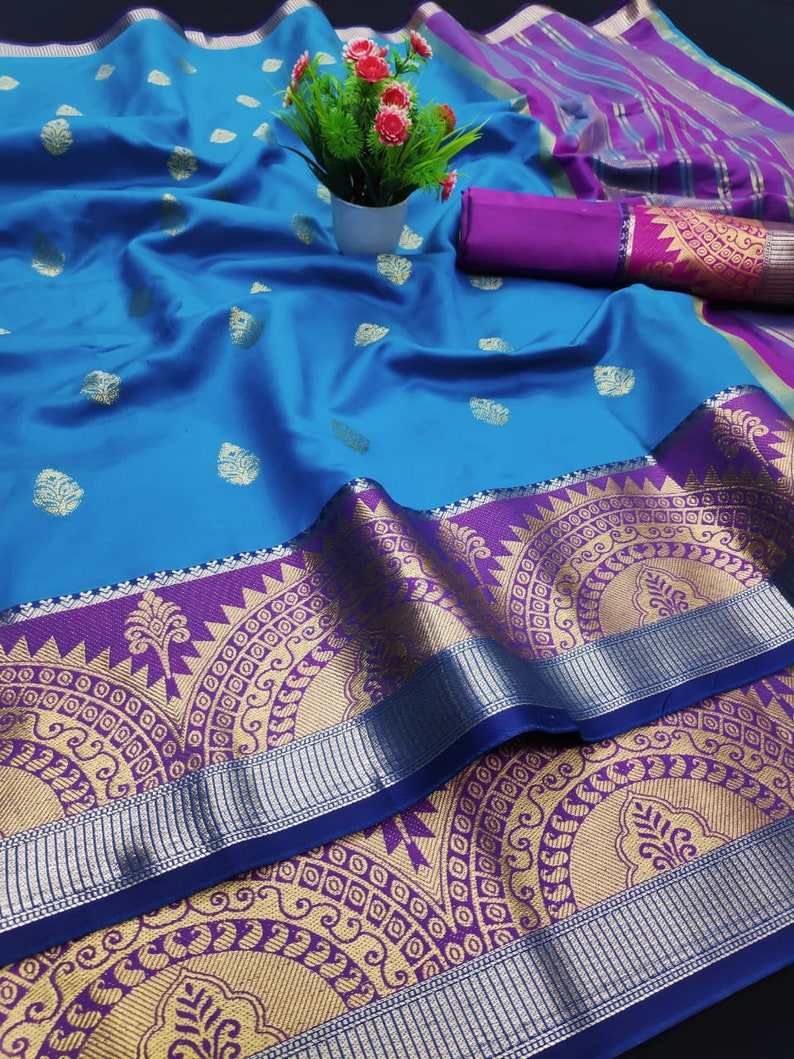 Soft Weaving Silk Beautiful Rich Pallu,Jacquard Work all Over the Saree,Indian Traditional Wear Saree With Exclusive Unstitched Blouse