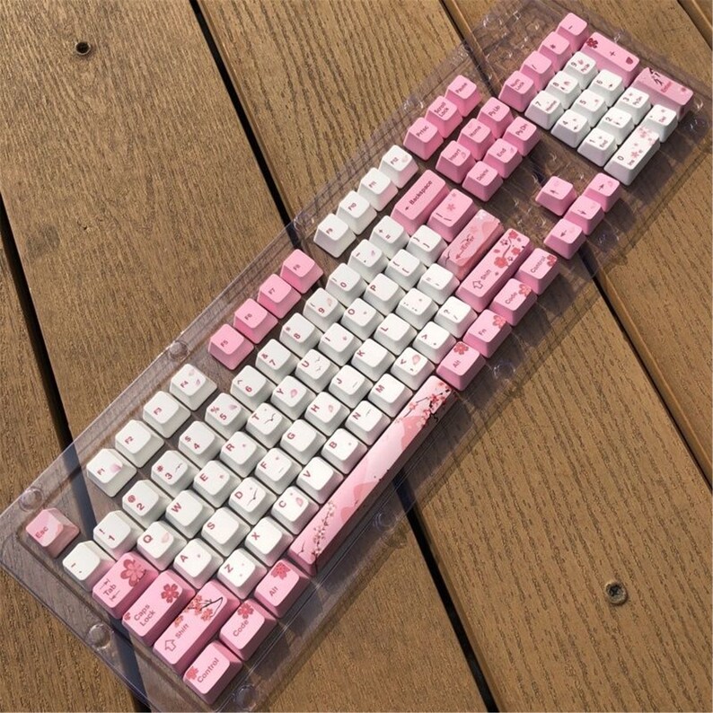 Pink Flowers Key Cap Keycaps104 PCS OEM Keycap Set Good Etsy