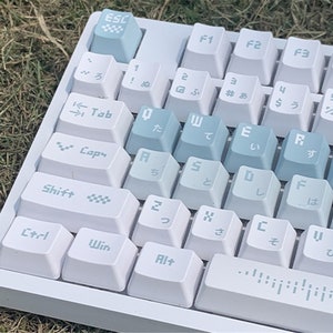 Snow Theme,125Pcs, Japanese Keycap set, White Blue Keycap set, Full Keycap set, Oem, Thermal Sublimation, Pbt, Mechanical Keyboard Keycap.