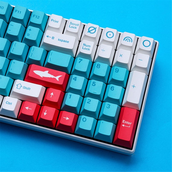 Shark Key Cap Set-140 PCS, Cherry Keycaps, Blue Red Keycaps, Mechanical Keyboard  Accessories, Keyboard Decoration, PBT Keycap Set. 