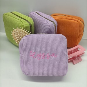 Cord Make-up Beutel Individuell, bestickte kleine Tasche, Damenbinde Aufbewahrungstasche, Reise-Make-up-Tasche, personalisierte Aufbewahrungstasche, Geschenk für sie