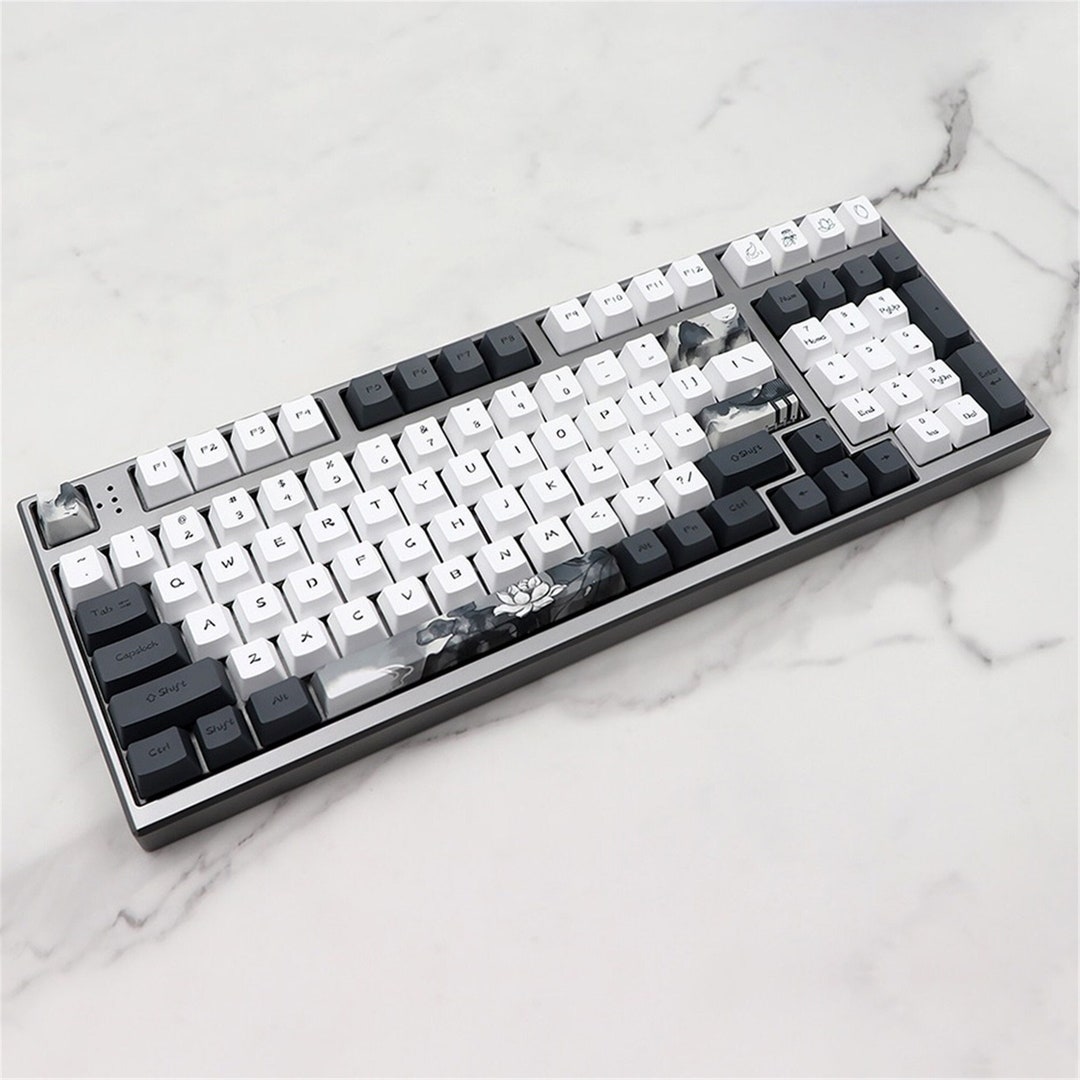 Ink Style Lotus Keycaps, 140PCS, Full Keycap Set, Oem Keycaps, Pbt