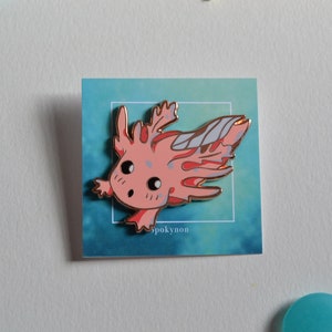 Cute Baby Axolotl Rose Gold Enamel Pin