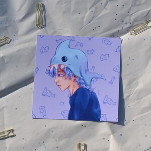 Cute Shark Hat Art Print Wall decor