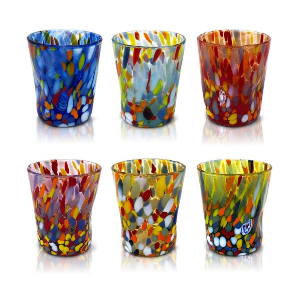 6 Glass COFFEE GLASSES "The Colors of Murano". Classic-COFFEE-MIX 6