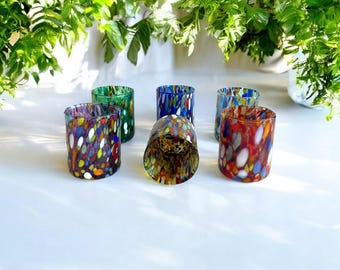 ムラーノ ショットグラス 4個セット マルチカラー ミッレフィオーリ