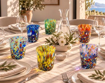 Leonardo Millefiori Murano Glas mundgeblasen Studio Kunst hält 14 Flüssigkeit Unzen