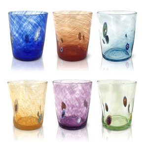 6 Glass Glasses "The Colors of Murano". TUMBLE-LIBERTY-MIX
