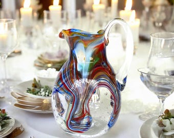 イタリア ヴェネツィアンガラス ムラーノ フラワーベース ピッチャー