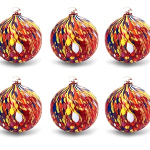 6 boules de Noël en verreLes couleurs de Murano. Soufflé et fabriqué à la main. Des décorations raffinées pour décorer votre sapin de Noël Rouge